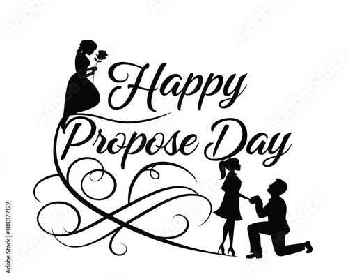 Happy Propose Day Romantic Silhouette Design for Love Celebration and Engagement Anniversary with Loving Couple Symbol