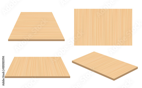 Wooden plank illustration. Abstract wood natural grain texture background. Top view and perspective wooden table or floor. Vector illustration