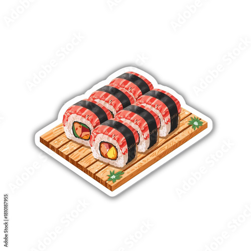 sushi set on a board