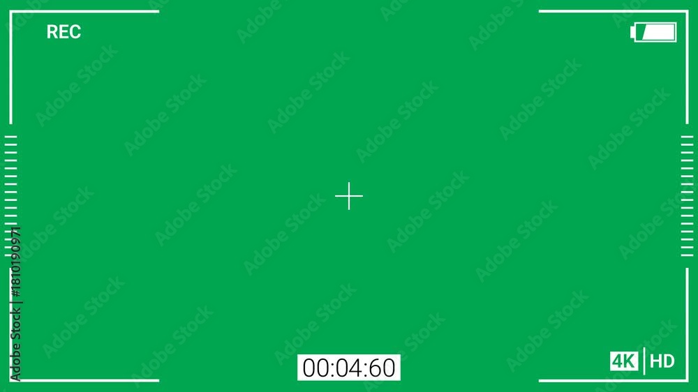 Camera HUD recording overlay animation on green screen. 4K animated ...