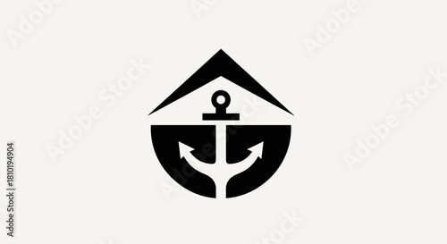 Abstract anchor emblem design on white background for commercial use