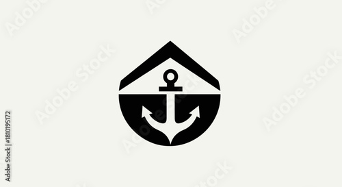 Abstract anchor emblem design on white background for marine and nautical concepts