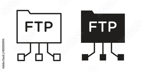 FTP icon illustration, thin line vector, web design sign,