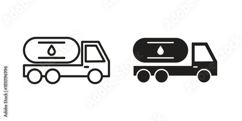 Fuel truck icon illustration, thin line vector, web design sign,