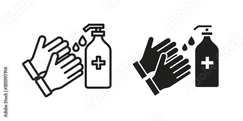 Hand wash icon illustration, thin line vector, web design sign,