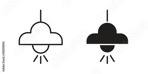 Hanging light icon illustration, thin line vector, web design sign,