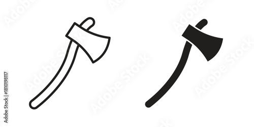 Hatchet icon illustration, thin line vector, web design sign,