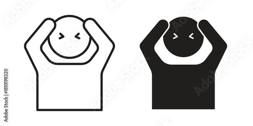 Headache icon illustration, thin line vector, web design sign,