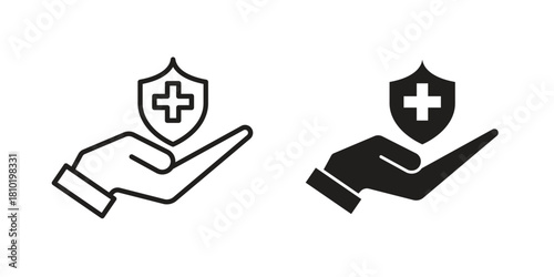 Health insurance icon illustration, thin line vector, web design sign,