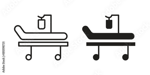 Hospital bed icon illustration, thin line vector, web design sign,