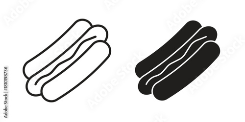 Hot dog icon illustration, thin line vector, web design sign,