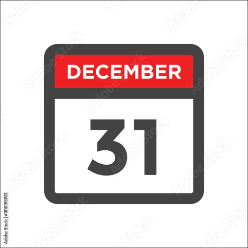 December 31 calendar icon day of month