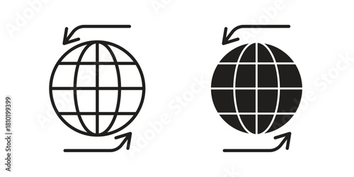 Import and export icon illustration, thin line vector, web design sign,