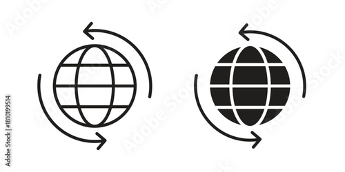 Import export icon illustration, thin line vector, web design sign,