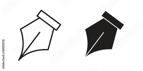 Ink pen icon illustration, thin line vector, web design sign,