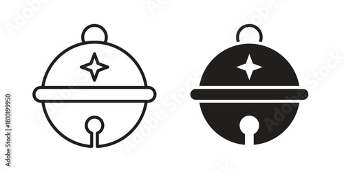 Jingle bell icon illustration, thin line vector, web design sign,