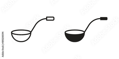 Ladle icon illustration, thin line vector, web design sign,