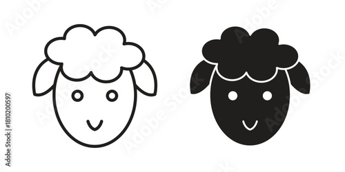 Lamb icon illustration, thin line vector, web design sign,