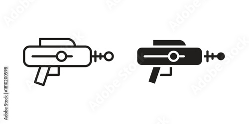 Laser gun icon illustration, thin line vector, web design sign,