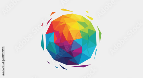 Abstract colorful geometric sphere illustration with multiple color facets