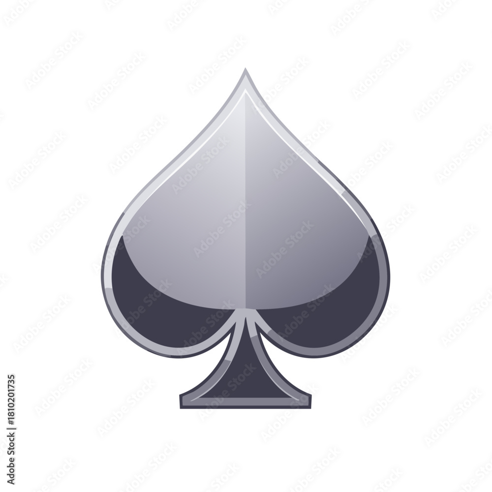 Fototapeta premium Glossy gray spade symbol from a deck of playing cards graphic element
