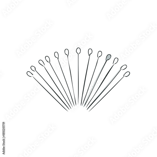 Minimalist hand-drawn cocktail picks arranged in a radiating fan design, artistic simple illustration