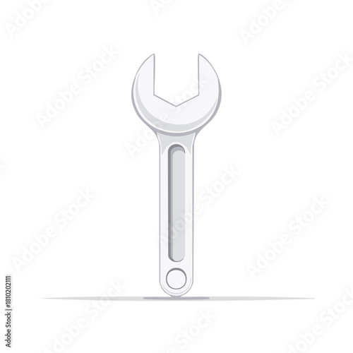 Single metal open-end wrench tool isolated against a clean white background
