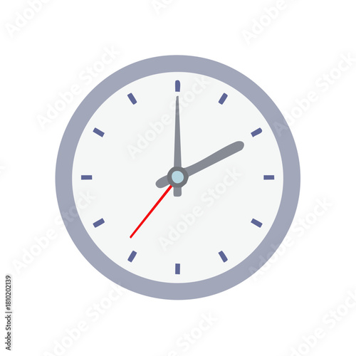 Simple illustration of a clock face, showing time and red seconds hand