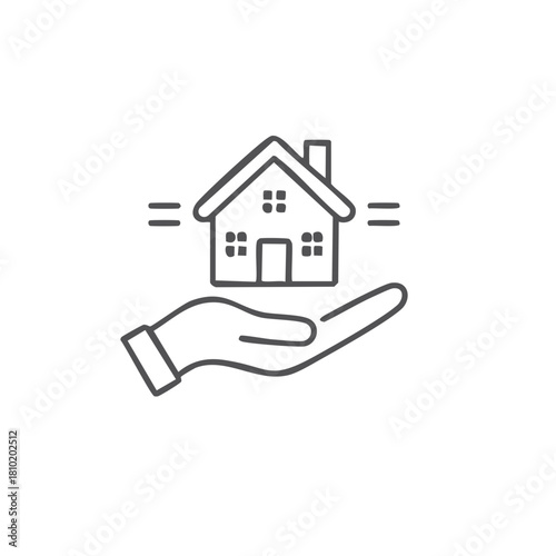 Open Hand Holding House Icon Offering Protection and Security