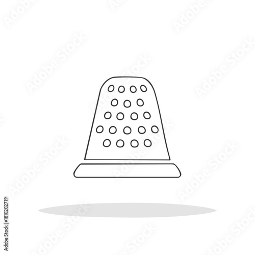 Simple outline of a sewing thimble with dotted texture