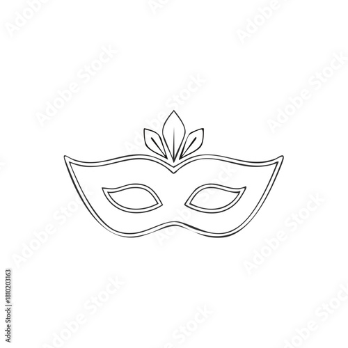 Elegant hand-drawn masquerade mask doodle art for carnival party celebration and festive costume design