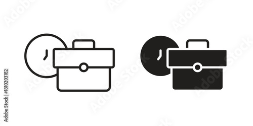 Office time icon illustration, thin line vector, web design sign,