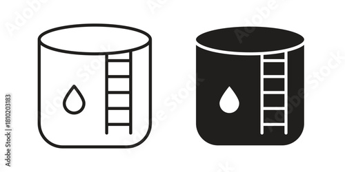 Oil storage icon illustration, thin line vector, web design sign,