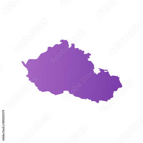 Czech Republic map isolated with violet gradient, geographic outline illustration