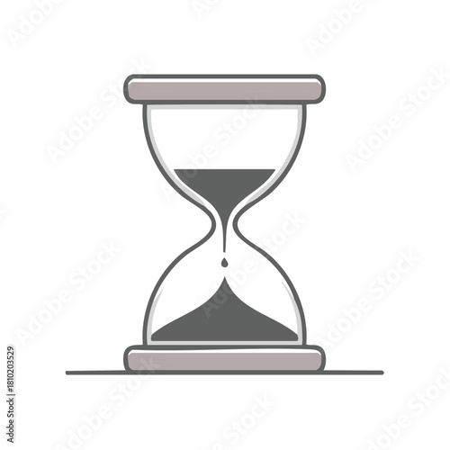 Modern vector illustration of an hourglass with sand flowing, symbolizing the passage of time, countdown, and measurement.