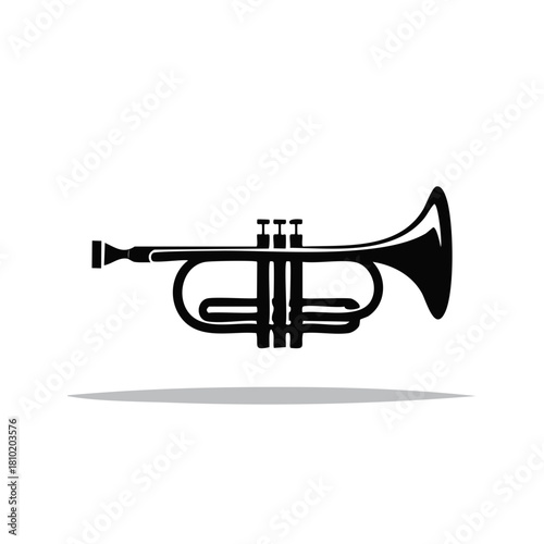 Silhouette illustration of a trumpet music instrument isolated on white