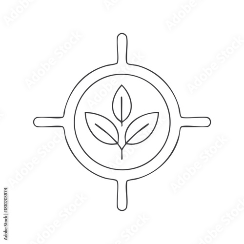 Growth target symbol focusing on organic plants and ecological sustainability