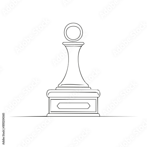 Minimalist outline drawing of a chess pawn piece standing on its base