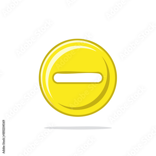 Bright yellow circular minus sign icon for user interface design and web applications