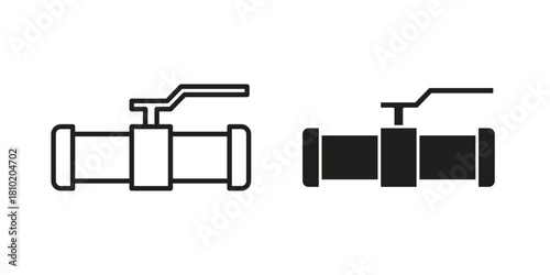 Pipe valve icon illustration, thin line vector, web design sign,