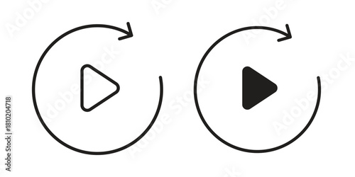 Playback icon illustration, thin line vector, web design sign,