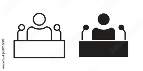 Politician speaker icon illustration, thin line vector, web design sign,