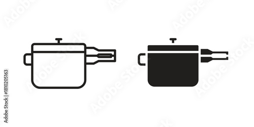 pressure cooker icon illustration, thin line vector, web design sign,