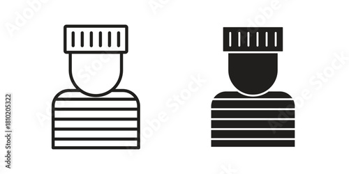 Prisoner icon illustration, thin line vector, web design sign,