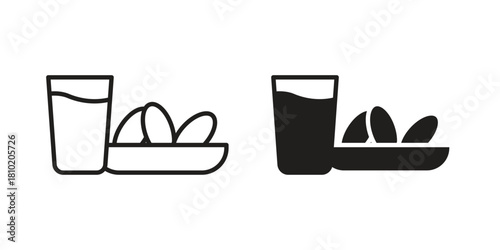 Ramadan iftar icon illustration, thin line vector, web design sign,