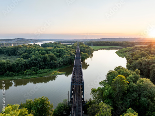 Sunset view of the Lawrenceburg Bridge - CSX Transportation - Great Miami River - Lawrenceburg, Indiana and North Bend, Ohio