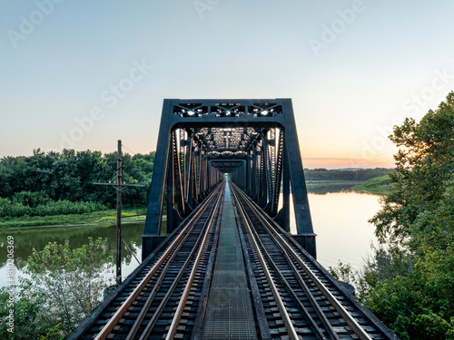 Sunset view of the Lawrenceburg Bridge - CSX Transportation - Great Miami River - Lawrenceburg, Indiana and North Bend, Ohio