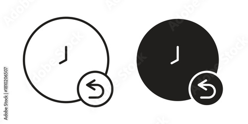 Rewind time icon illustration, thin line vector, web design sign,