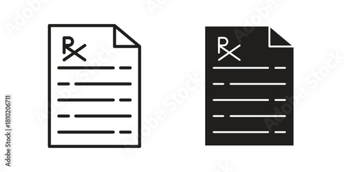 RX icon illustration, thin line vector, web design sign,