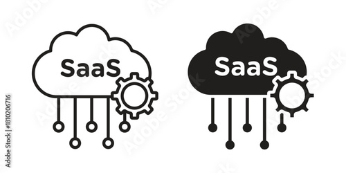 SaaS icon illustration, thin line vector, web design sign,